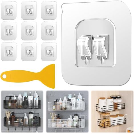 Set di 36 ganci adesivi porta spezie - 6 x 6 cm - Acrilico trasparente - Per bagno - Per cucina, bagno, soggiorno (1/5)