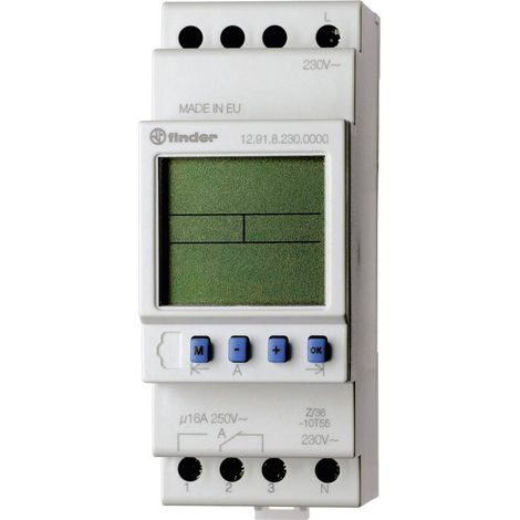 Finder 12.91.8.230.0000 Temporizzatore per guida DIN 230 V/AC Programma giornaliero