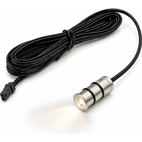 Faretto LED Mini da Incasso 12V 4000K Bianco Naturale 0,1W 10 Lumen Foro 12 mm Diametro 14 mm Cavo 2 Metri per Mobili e Nicchie (1/4)