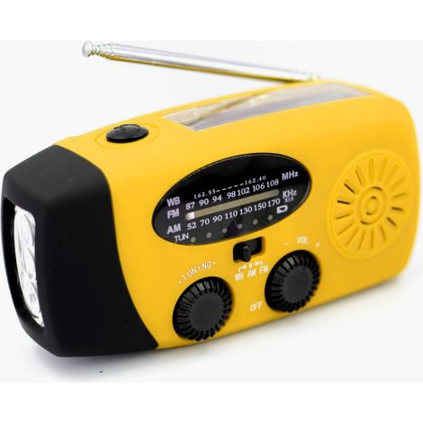 Filiyano – lampe torche LED – Chargeur solaire d'urgence, manivelle, radio AM/FM, dynamo, radio météo, lampe torche LED