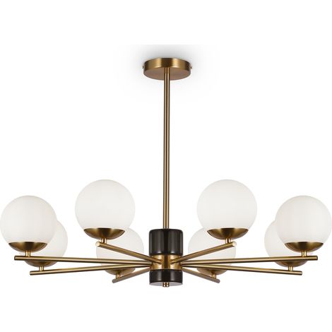 Suspension Maytoni Marble 8xE27 laiton boules opales (1/4)