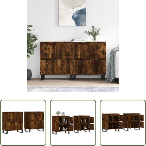Holzwerkstoff - Sideboards 2 Stk. Räuchereiche Holzwerkstoff (1/5)