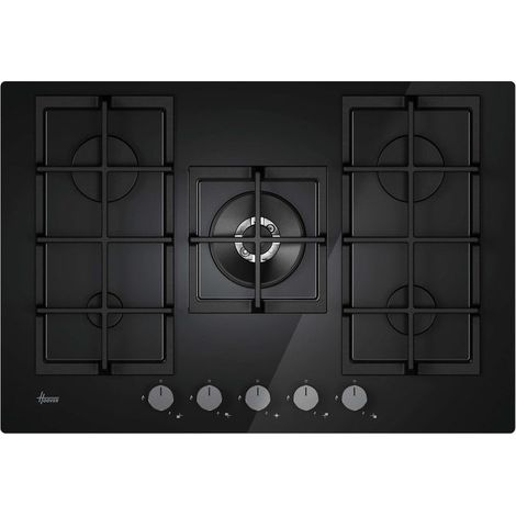 Hoover H-HOB 300, Piano Cottura a Gas, 75 cm, 5 Bruciatori, Nero