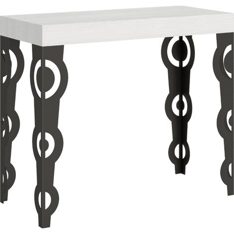 Consolle allungabile 90x40/196 cm Karamay Small Premium bianco frassino gambe antracite (1/4)