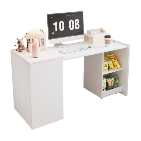 Table pliante multifonctionnelle combinant un bureau et un meuble de rangement en un design unique, dotée de deux compartiments de rangement pour une organisation efficace et d'une capacité de charge (1/5)