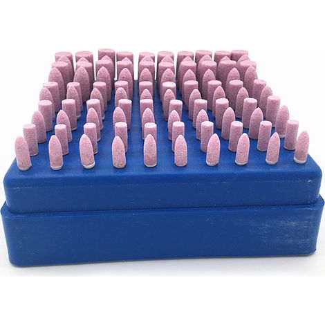 Lot de 100 meules abrasives cylindriques et ogivales pour mini-foreuse, têtes de ponçage gravure découpe DIY, diamètres 4 5 6 8 10 mm, queue 2,35 mm (1/5)