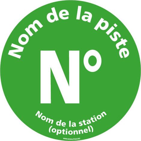 PANNEAU REGLEMENTAIRE PISTES DE SKI VERTE PERSONNALISABLE (H0349-PERSO) - Adhésif - Diamètre 450 mm