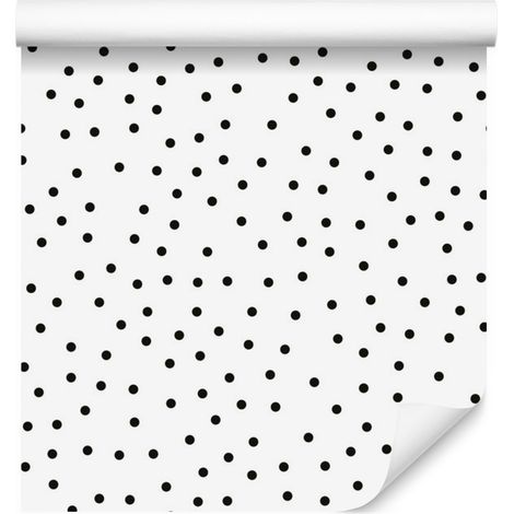 Papier peint minimaliste à pois noirs pour salon et chambre 50x1000 cm (1/5)