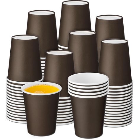 100 pièces 200 ml/8 oz Gobelets en carton, Gobelets à café jetables, Gobelets jetables pour boissons, Gobelets de fête pour boissons chaudes et froides pour le bureau, la maison, le traiteur (1/5)