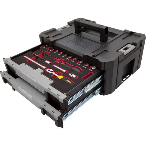Cassettiera 2 cassetti con set 68 pezzi bussole e accessori 1/2" e 1/4" PRO-STACK FMHT6-97993 FatMaxB. STANLEY