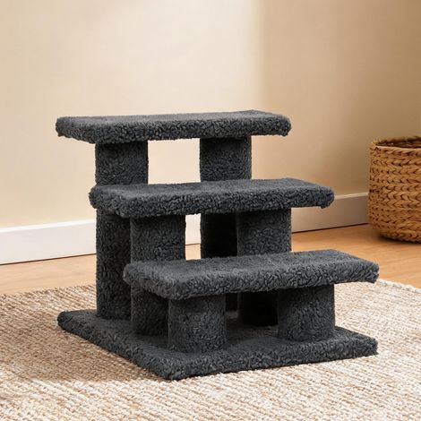 Escalier pour chat 3 marches 45 x 35 x 34 cm gris (1/5)