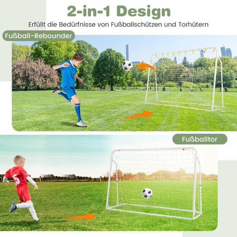 2 in 1 fuballtor rebounder fussballtore 187 x 60 x 102 1225 cm kinder fuballtor set hohenverstellbar wei