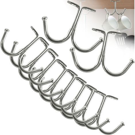 Porte Tasse Suspendue, 10 Pcs Porte-tasses Porte Mug Rangement Tasse Support Tasse Support Tasse a Cafe Porte Tasse à Café Noir Rack Tasses à Vin Verres de Rangement Crochets Tasse (1/5)