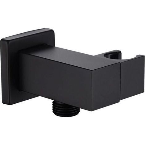 1 support de pommeau de douche, laiton noir mat, réglable 45°, diamètre ouverture 22 mm, raccord mâle 1,27 cm IPS, pour flexible G1/2 (1/4)