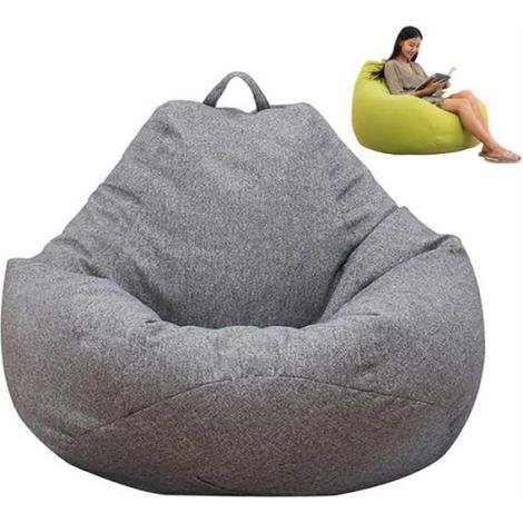 Housse De Pouf Poire - 100 X 120 Cm - Gris - Tissu Doux - Pour Salon Enfant Adulte - 1 Pièce (1/4)