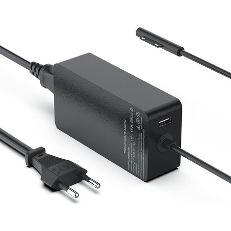65W Chargeur pour Microsoft Surface Pro 8/7/6/5/4/3/X, Surface Laptop, Surface Book,Surface Go 2/3, 1706 1796 1800 15V 4A Chargeur avec Port USB (1/5)