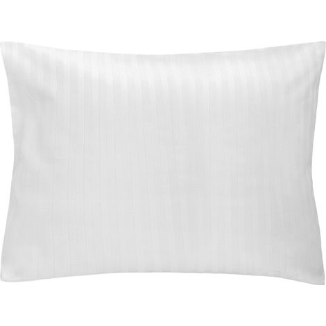 Taie d'oreiller 50x70 blanche en coton polonais à rayures, chevauchement de 1 cm, pour hôtel (1/5)