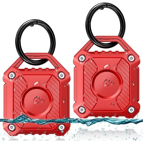 Étui AirTag Apple Lot de 2 Rouge, Protection Intégrale 360° Imperméable avec Porte-Clés pour Bagage & Chasse (1/5)