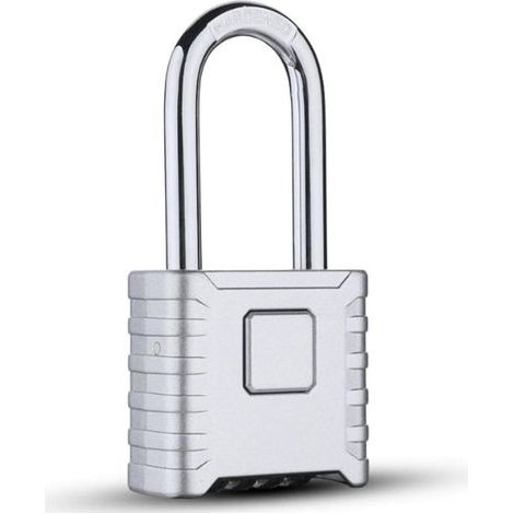 Cadenas à combinaison, cadenas en acier inoxydable à longue anse robuste - Cadenas à combinaison à 4 roues pour casiers de gym, unités de stockage, abris, garages, clôtures-Long crochet (1/5)