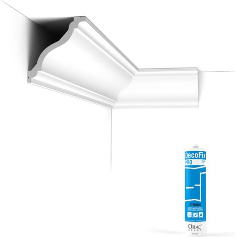 Pack 10 mètres Corniches Plafond C333 avec colle - Orac x Cimaises-et-plus - 12,5x11,5x200cm (h x p x L) - moulure décorative polyuréthane