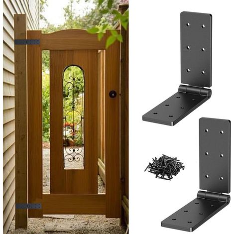 Charnières Pliantes de Porte Charnière à double pliage à 270°pour contreplaqué épais, portails et clôtures en bois pour jardin (1/5)