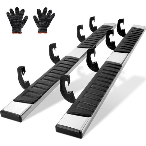 Marchepieds 2PCs de 16,5 cm Compatible avec Chevy Silverado 2007-2018/GMC Sierra 1500 Crew Cab/2019 2500HD 3500HD 1500 LD, Barres Latérales en Acier Inoxydable 201, Capacité de Charge 227 kg (1/5)