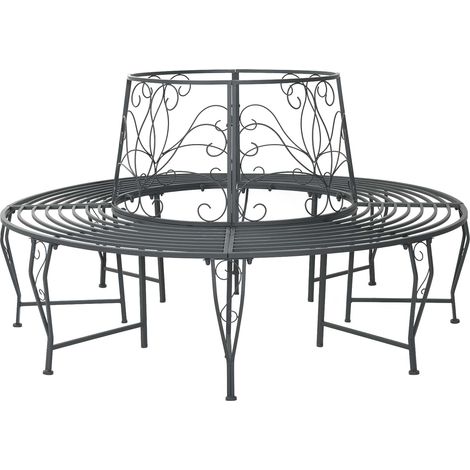 Baumbank 8-Sitzanzahl Ø 160 x 89 cm Stahl Silber Grau Rund vidaXL