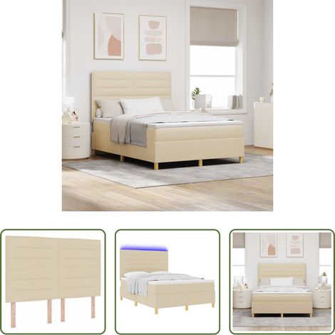 Lits LED - Lit à ressort LED avec matelas Crème 160 x 200 cm tissu (1/5)