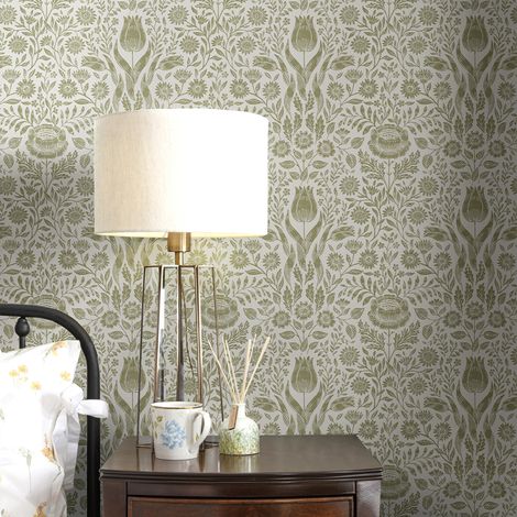 Papier peint intissé Laura Ashley Ashstead damask hedgerow 1005 x 52cm