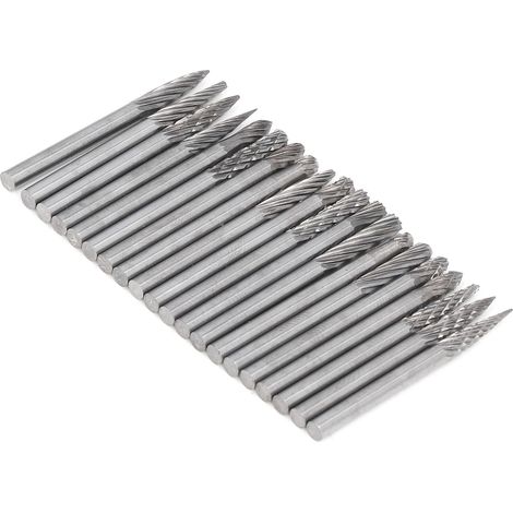 20-teiliges Set Hartmetallfräser, Kegel-Schaftfräser, Einzel- und Doppelprofil, 1/8-Zoll-Schaft (1/5)