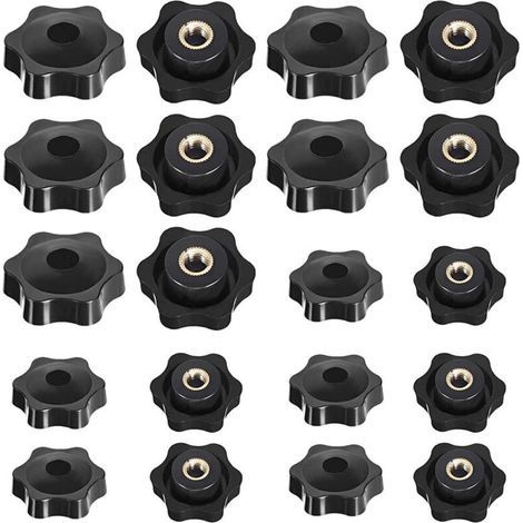 20 Pièces M6 Et M8 Boutons en étoile Bouton Moleté à Filetage Femelle étoile Tête écrous De Serrage Bouton Serrage En Plastique Bouton de Serrage à Filetage Moleté pour Machine Outil Armoire (1/4)