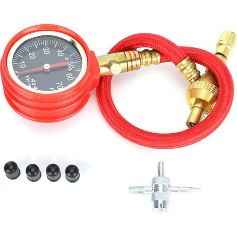 Jauge de pression des pneus 0-70 Psi, manomètre à cadran haute précision, testeur de pneus pour voiture, outil de contrôle de gonflage, équipement d'accessoire auto. (1/5)