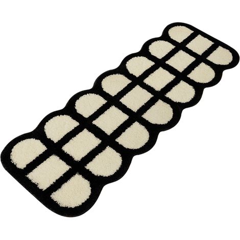 Tapis de couloir à carreaux noirs et blancs, style vintage, absorbant l'eau et résistant aux taches, pour la maison ou la chambre (Type 3, 40 x 120 cm). (1/5)