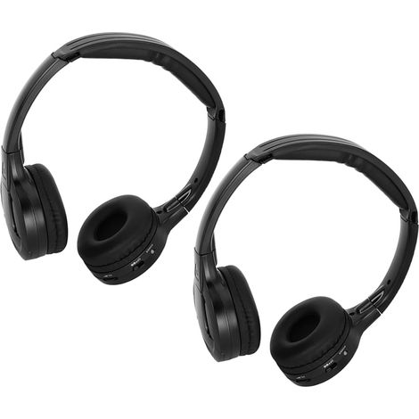 Casque stéréo Infrarouge sans Fil 2 canaux pour lecteurs DVD d'appui-tête de Voiture – Pliable, léger, arrêt Automatique, Design Ergonomique (1/5)