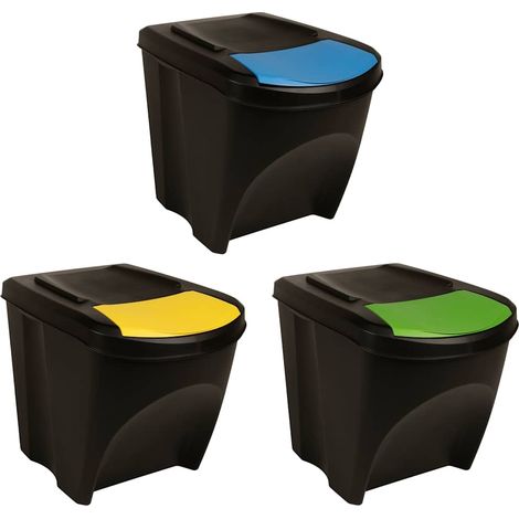 Cubos de basura apilables 3 piezas gris antracita 75 L vidaXL (1/5)