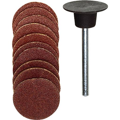 Proxxon – Disques abrasifs corindon Ø 18 mm – Lot de 10 disques grains 120/150 – Pour métal, bois et plastique – Support inclus