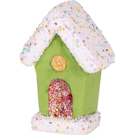 Dekoration MagicHome Weihnachten Candy Line, Hauschen, grun, hangend, 11x16 cm (1/3)
