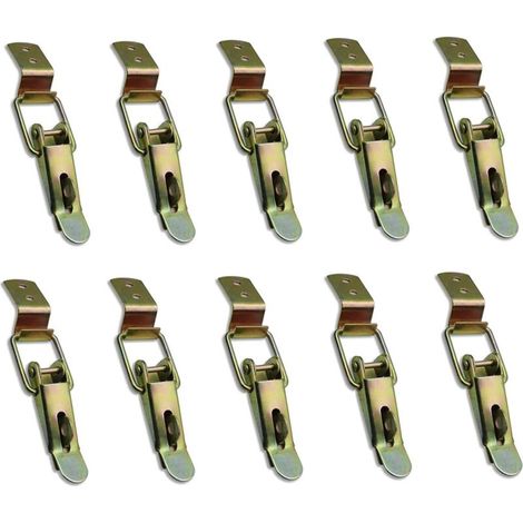 10 Pieces Closed Lever and Hook, Toggle Latch, for Drawer, Locking Lever, Toolbox, Cupboard, Cabinet, Box (Yellow Galvanized)