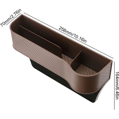 Sac de rangement multifonction en cuir nappa pour l'espace entre les sièges (côté passager marron), avec porte-gobelet, pour ranger et organiser l'intérieur de votre voiture. (1/5)