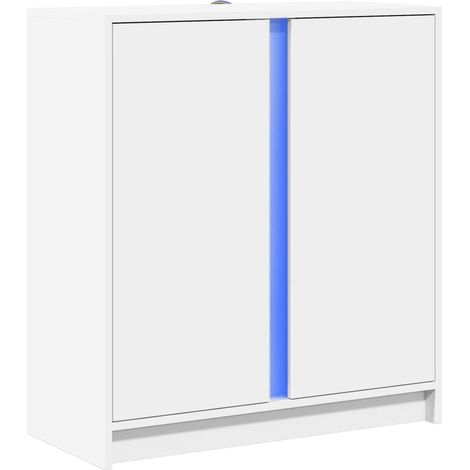 Aparador buffet cómoda armario mueble organizador cocina salón salón con LED 77 x 34 x 85 cm madera contrachapada blanco 020029776 (1/5)