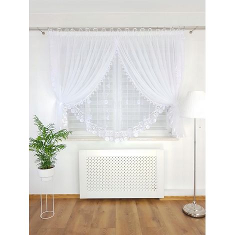 Tenda con pizzo guipure in voile e marquisette 400x160cm (1/5)