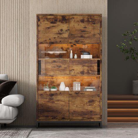 Vitrine Schrank Aufbewahrung 80x40x138 cm MDF OKMYHOME (1/5)