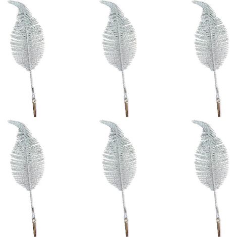 Feuilles De Noël Simulées - Décoration Scintillante En Plastique - Pour Sapin Mariage Fête - Lot De 6 Pièces (1/5)