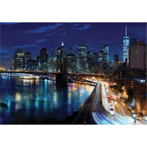 Papier peint mural ville de nuit panorama intissé grand format design intérieur salon chambre pas cher 150x105 cm (1/5)