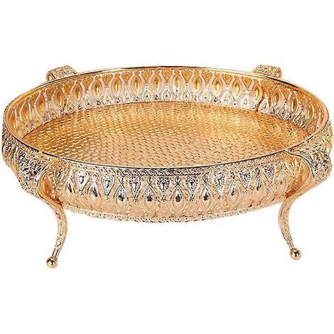 Home Food Tray Vintage Fruit Plate Oval Gold Fruit Basket-- (1/5)
