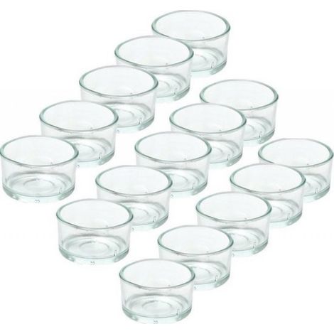 Porte-bougie chauffe-plat - lot de 15 - verre transparent - 4 x 3 cm - bougie chauffe-plat (1/2)