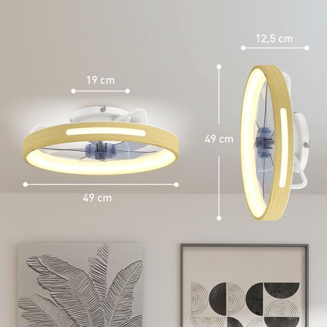 Ventilateur de plafond avec éclairage LED, moteur CC 40 W, télécommande réversible, 6 vitesses, 3 couleurs, minuterie, naturel (1/5)
