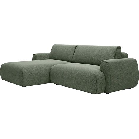 Canapé d'angle gauche convertible en tissu chenille vert sapin MONELIA (1/5)
