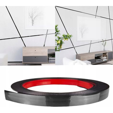 Dekorativer Streifen, schwarz, 1,2 cm, PVC, 12 mm, 10 Meter, selbstklebend