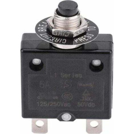 Disjoncteur 15A Interrupteur thermique de réinitialisation en option, 125-250V AC 50V DC Disjoncteur à bouton-poussoir de protection contre les surcharges de courant